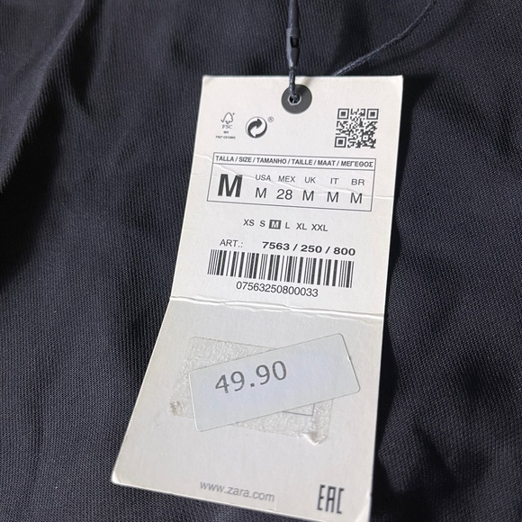 NWT Zara Black Organza Sheer Sleeve Structured Top SZ M - Picture 8 of 8